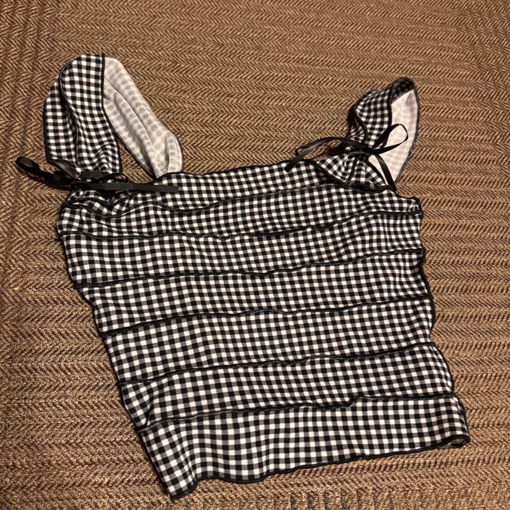 Chic Nation Black and White Checkered Tank Top